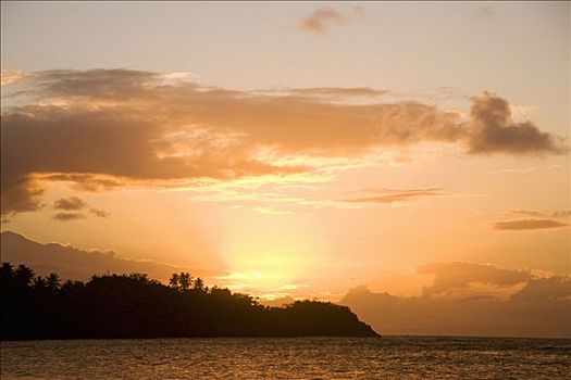 日落,上方,海洋,多米尼加共和国