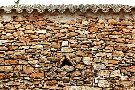 砖石建筑,石墙,三角形,窗户,福门特拉岛