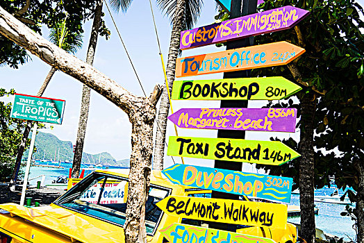 交通标志,涂绘,彩色,伊丽莎白港,圣文森,格林纳丁斯群岛,西印度群岛