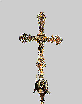 十字架,正面,镀金,银,木头,光滑,盘子,教堂