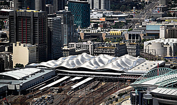 南方,穿过,车站,街道,墨尔本,俯视,户外,沃尔特,奖,皇家,澳大利亚,建筑师,2007年