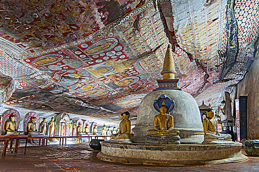 洞穴,国王,丹布勒,庙宇,世界遗产,中央省,斯里兰卡,亚洲