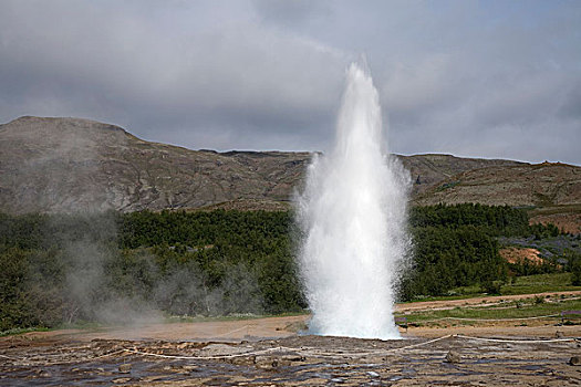 喷泉,豪卡德勒,冰岛,欧洲