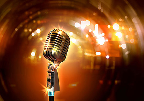 一个,复古,麦克风,彩色,背景