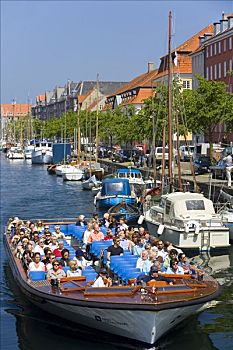 游船,运河,哥本哈根,丹麦,欧洲