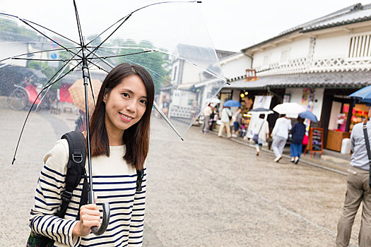 美女,旅行,日本,下雨