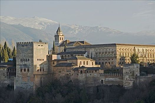 阿尔罕布拉,红色,城堡,棱堡,摩尔风格,人,安达卢西亚,格拉纳达,西班牙