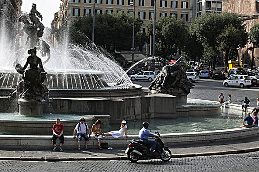 意大利,拉齐奥,罗马,交通,环岛,喷泉