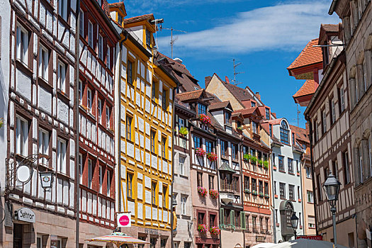 街道,纽伦堡,传统,半木结构,德国,房子,巴伐利亚