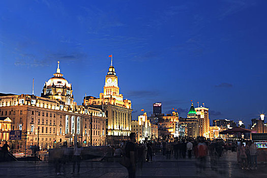 上海浦西外滩,历史保护建筑群,夜景