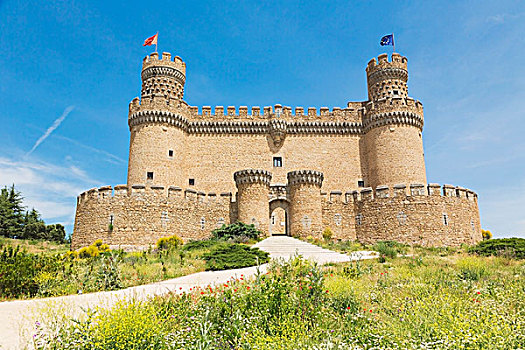 15世纪,城堡,门多萨,曼萨纳雷斯皇家领地,马德里,西班牙