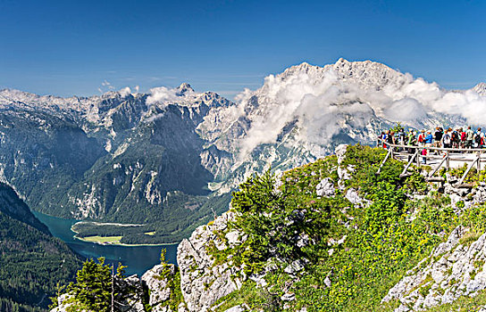 旅游,山,湖,瓦茨曼山,国家公园,巴伐利亚,德国,大幅,尺寸