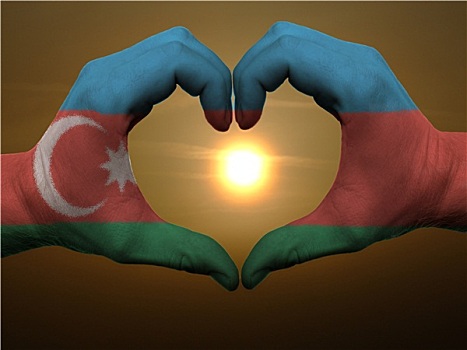心形,喜爱,手势,彩色,阿塞拜疆,旗帜