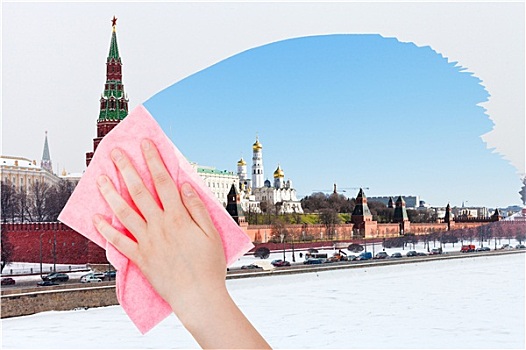 手,冬天,风景,莫斯科,粉色,布