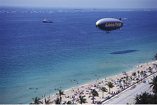 小飞艇,俯视,劳德戴尔县,佛罗里达,美国