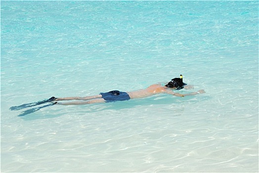 男青年,潜水,马尔代夫,蓝色,海洋,水