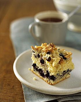 块,蓝莓,杏仁,咖啡蛋糕