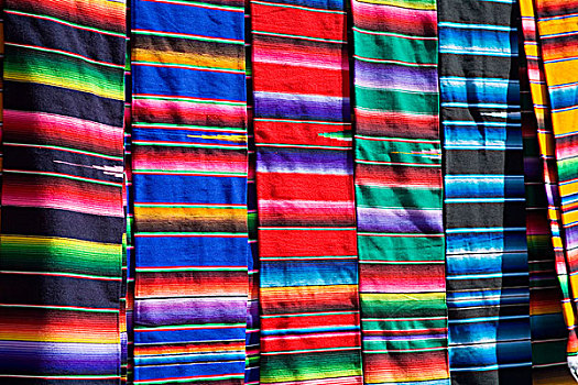 北美,墨西哥,瓜纳华托州,圣米格尔,彩色,毯子,展示,市场