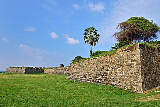 要塞,墙壁,葡萄牙,堡垒,东方,省,斯里兰卡,亚洲