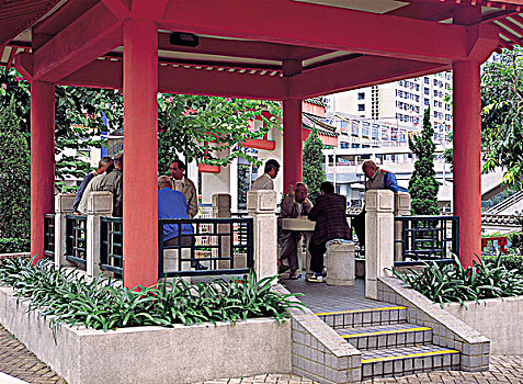 下棋,玩,公园,香港