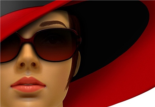 女人,人体模型,红色,帽子,墨镜