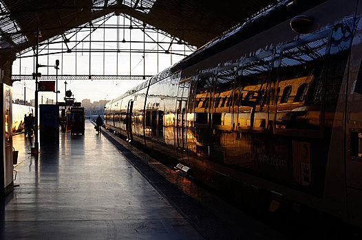 高速火车,列车,火车站,马赛,罗讷河口省,区域,法国,欧洲