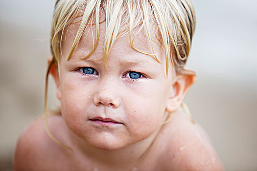 肖像,孩子,蓝眼睛,金发,黄金海岸,昆士兰,澳大利亚
