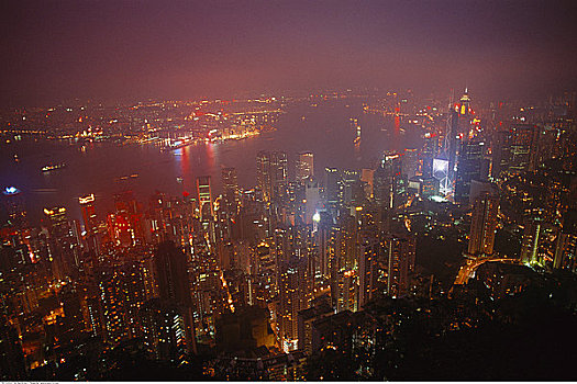 航拍,香港,夜晚