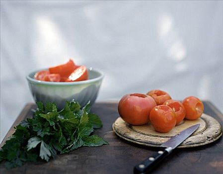 西红柿,切削,镂空,西芹