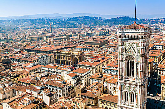 钟楼,城市风光,上面,中央教堂,佛罗伦萨,世界遗产,托斯卡纳,意大利