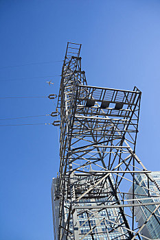 高压电,高压塔,电线,电塔,铁塔,蓝天,电压,能源,电源,电力,电缆,新能源,节能减排,碳中和