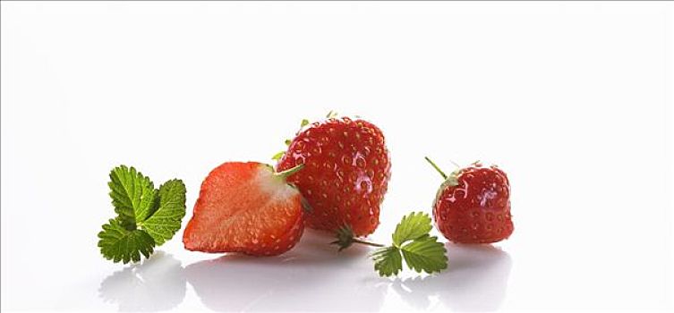 两个,草莓,一个,一半
