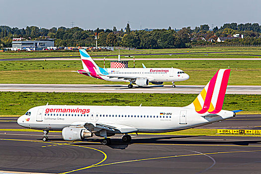 德国,翼,欧元,空中客车,a320,杜塞尔多夫,国际机场,北莱茵威斯特伐利亚,欧洲