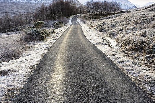道路,冬天,山谷,苏格兰