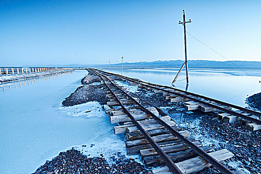 货运列车,轨道,盐湖,青海,中国