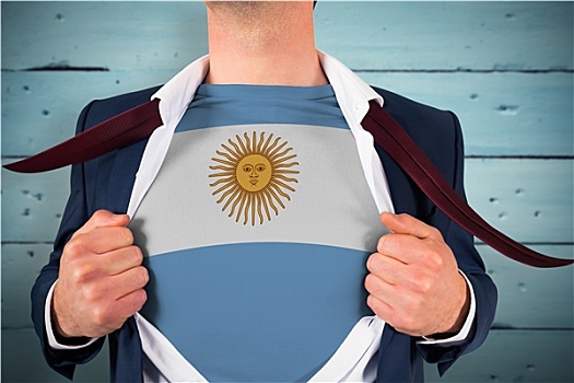 合成效果,图像,商务人士,打开,衬衫,揭示,阿根廷,旗帜