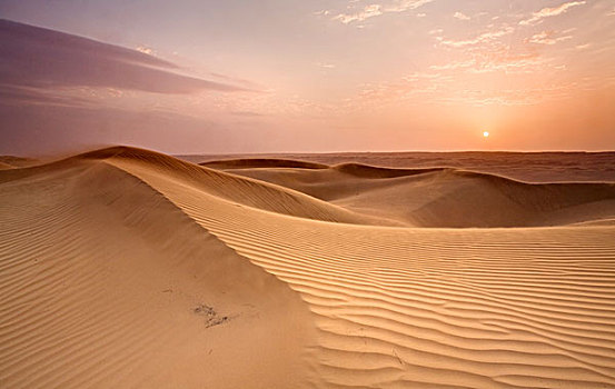 瓦希伯沙漠,日落,阿曼