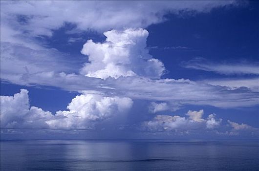 积雨云,云,蓝天,上方,海洋