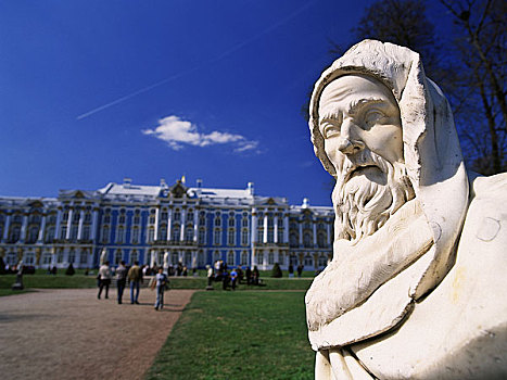 圣彼得堡城市景点叶卡婕琳娜皇宫,南侧,雕塑