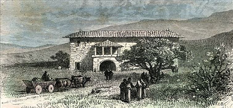 农舍,靠近,奥地利,19世纪
