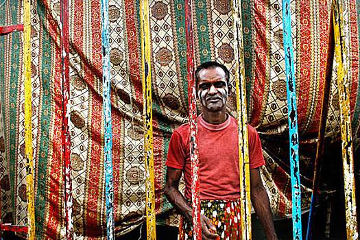 一个,男人,小丑,马戏团,达卡,孟加拉,七月,2008年