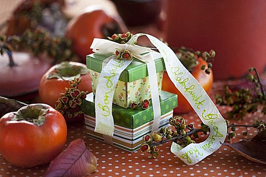 礼品包装,盒子,日本,柿子