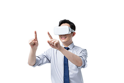 商務男士使用VR眼鏡