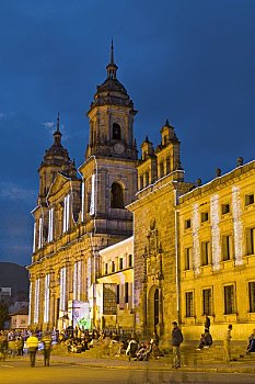 哥伦比亚,波哥大,大教堂,夜晚