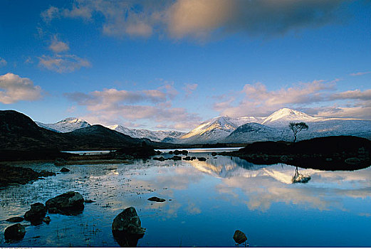 山,荒野,湖,苏格兰