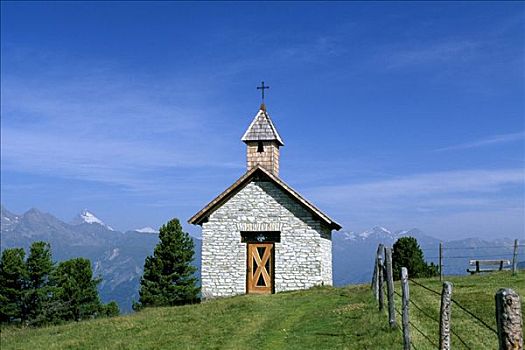 小教堂,高山牧场,山谷,陶安,卡林西亚,奥地利,欧洲