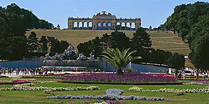 奥地利,维也纳,宫殿,旅游,公园,拱道,柱子,建筑,纪念建筑