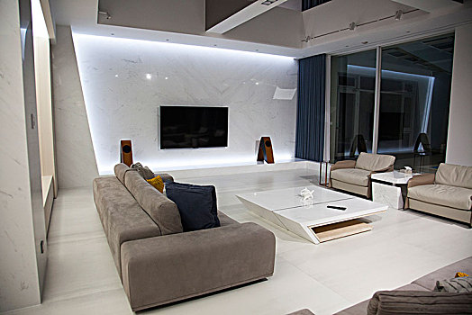豪华的室内设计,宽大豪华的客厅,很现代感的室内装饰