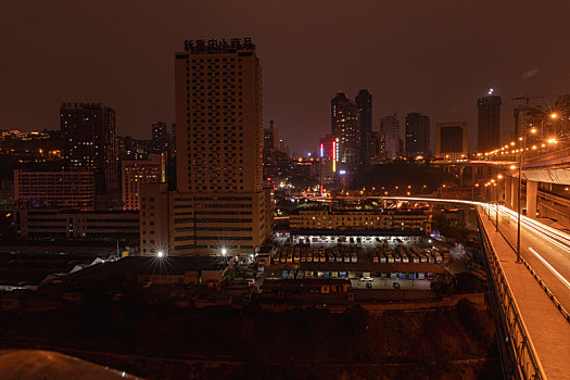 重庆渝中区菜园坝长江大桥夜景