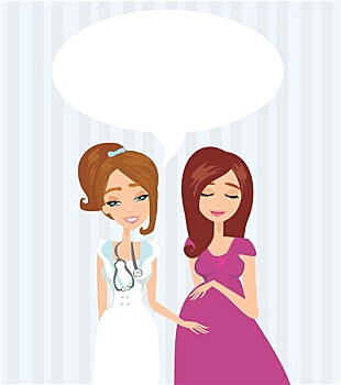 插画,孕妇,产前,检查